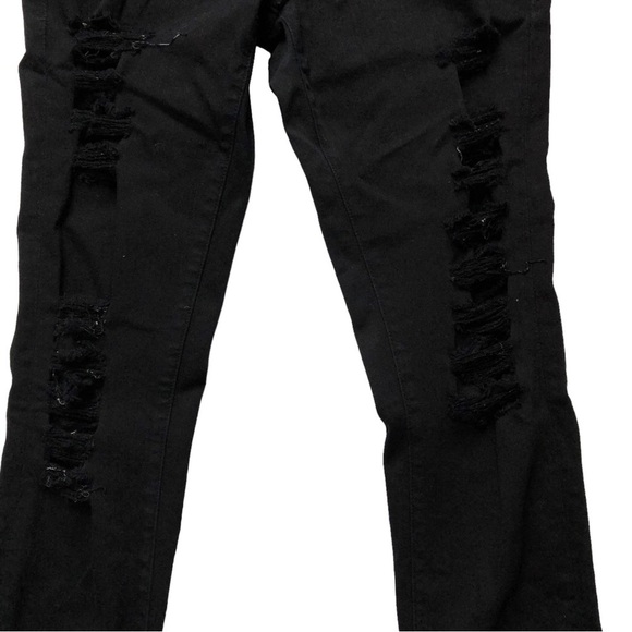 Frame Le Skinny de Jeanne Size 27 Distressed Black with Holes Film Noir - Picture 7 of 16